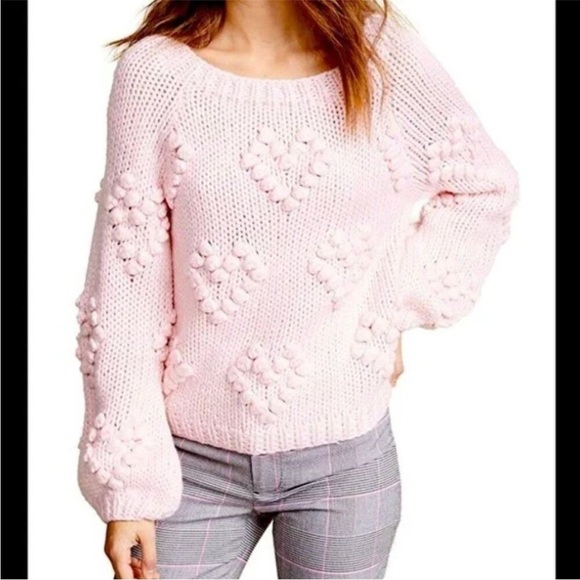 Chaser Pink cable Knit Sweater with Heart Pattern.  NWT Women’s size Small - Picture 2 of 3